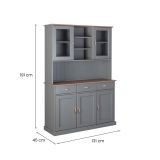 Credenza Grigio 3 Cassetti 6 Ripiani 131x45x191h cm, Apertura Battente, Scorrevole - Castana