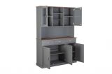 Credenza Grigio 3 Cassetti 6 Ripiani 131x45x191h cm, Apertura Battente, Scorrevole - Castana
