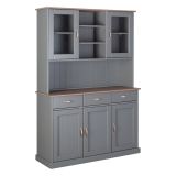 Credenza Grigio 3 Cassetti 6 Ripiani 131x45x191h cm, Apertura Battente, Scorrevole - Castana