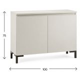 Credenza Grigio Chiaro Nero 2 Ripiani Apertura Battente 100x37x75h cm, 2 Ante Made in Italy - Mimakasa