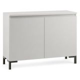 Credenza Grigio Chiaro Nero 2 Ripiani Apertura Battente 100x37x75h cm, 2 Ante Made in Italy - Mimakasa