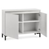 Credenza Grigio Chiaro Nero 2 Ripiani Apertura Battente 100x37x75h cm, 2 Ante Made in Italy - Mimakasa