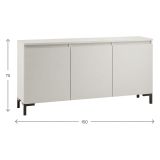 Credenza Grigio Chiaro Nero 3 Ripiani Apertura Battente 150x37x75h cm, 3 Ante Made in Italy - Milarele