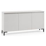 Credenza Grigio Chiaro Nero 3 Ripiani Apertura Battente 150x37x75h cm, 3 Ante Made in Italy - Milarele