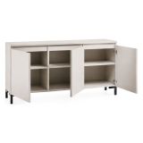 Credenza Grigio Chiaro Nero 3 Ripiani Apertura Battente 150x37x75h cm, 3 Ante Made in Italy - Milarele