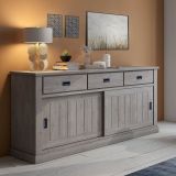 Credenza Grigio Rovere Grigio 2 Ripiani 3 Cassetti 220x50x95h cm, 2 Ante - Malonno