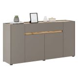 Credenza Grigio Tortora Marrone Quercia 3 Ripiani un Cassetto 170x40x85h cm, 4 Ante - Cirimido
