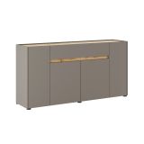 Credenza Grigio Tortora Marrone Quercia 3 Ripiani un Cassetto 170x40x85h cm, 4 Ante - Cirimido
