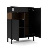 Credenza Isaline, Buffet da soggiorno, Madia da salotto, Dispensa da cucina, 89x36 h119 cm, Nero e Noce