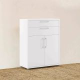 Credenza Jemima, Buffet da soggiorno, Madia da salotto, Dispensa da cucina, 89x40 h113 cm, Bianco
