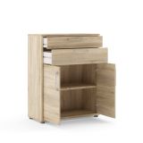 Credenza Jemima, Buffet da soggiorno, Madia da salotto, Dispensa da cucina, 89x40 h113 cm, Quercia
