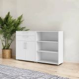 Credenza Josepha, Buffet da soggiorno, Madia da salotto, Dispensa da cucina, 178x40 h113 cm, Bianco