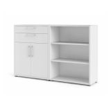 Credenza Josepha, Buffet da soggiorno, Madia da salotto, Dispensa da cucina, 178x40 h113 cm, Bianco