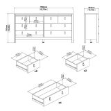 Credenza Josette, Buffet da soggiorno, Madia da salotto, Dispensa da cucina, 38x160 h80 cm, Bianco
