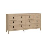 Credenza Josette, Buffet da soggiorno, Madia da salotto, Dispensa da cucina, 38x160 h80 cm, Rovere
