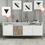 Credenza Kepler, Buffet da soggiorno, Madia da salotto, Dispensa da cucina, 180x35 h79 cm, Bianco