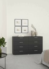 Credenza Laurelle, Buffet da soggiorno, Madia da salotto, Dispensa da cucina, 40x140 h82 cm, Nero