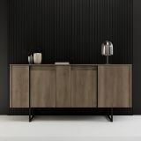 Credenza legno scuro e nera 160x35x80h cm 4 ante - Arta