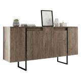Credenza legno scuro e nera 160x35x80h cm 4 ante - Arta