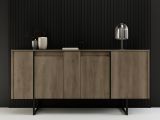 Credenza legno scuro e nera 160x35x80h cm 4 ante - Arta