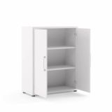 Credenza Leocadie, Buffet da soggiorno, Madia da salotto, Dispensa da cucina, 89x40 h113 cm, Bianco