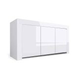 Credenza Levico, Buffet da soggiorno, Madia da salotto, Dispensa da cucina, Made in Italy, 162x50 h83 cm, Bianco lucido