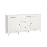 Credenza Lisiane, Buffet da soggiorno, Madia da salotto, Dispensa da cucina, 38x151 h80 cm, Bianco