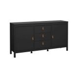 Credenza Lisiane, Buffet da soggiorno, Madia da salotto, Dispensa da cucina, 38x151 h80 cm, Nero