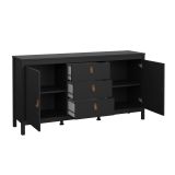 Credenza Lisiane, Buffet da soggiorno, Madia da salotto, Dispensa da cucina, 38x151 h80 cm, Nero