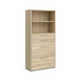 Credenza Loane, Buffet da soggiorno, Madia da salotto, Dispensa da cucina, 89x40 h186 cm, Quercia