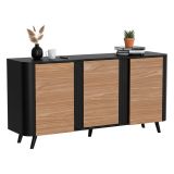 Credenza Loreo, 151x42 h70 cm, Nero e Noce