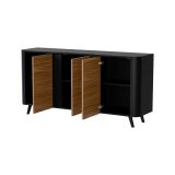 Credenza Loreo, 151x42 h70 cm, Nero e Noce