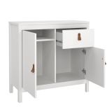 Credenza Lucienne, Buffet da soggiorno, Madia da salotto, Dispensa da cucina, 38x82 h80 cm, Bianco