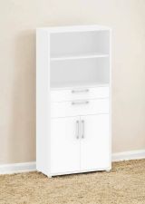Credenza Ludivine, Buffet da soggiorno, Madia da salotto, Dispensa da cucina, 89x40 h186 cm, Bianco