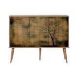 Credenza Marduk, Buffet da soggiorno, Madia da salotto, Dispensa da cucina, 120x36 h90 cm, Quercia