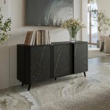Credenza marmo e nera 150x42x70h cm 3 ante - Loreo