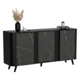 Credenza marmo e nera 150x42x70h cm 3 ante - Loreo