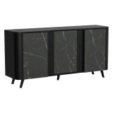 Credenza marmo e nera 150x42x70h cm 3 ante - Loreo