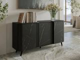 Credenza marmo e nera 150x42x70h cm 3 ante - Loreo