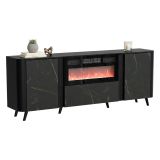Credenza marmo e nera 190x40x68h cm 3 ante - Briano