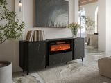 Credenza marmo e nera 190x40x68h cm 3 ante - Briano
