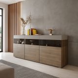 Credenza Marrone Beige 3 Ripiani 3 Ante 180x41x80h cm, 6 Vani - Fanna