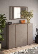 Credenza Marrone Bronzo 10 Ripiani 12 Vani 140x35x111h cm, 4 Ante - Nebbiuno