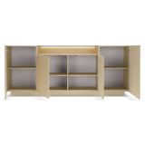 Credenza Marrone Chiaro Marrone 4 Ripiani Apertura Battente 203x40x83h cm, 4 Ante - Halefa