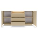 Credenza Marrone Chiaro Marrone Rovere 3 Cassetti 2 Ripiani 176x40x83h cm, Apertura Battente, Scorrevole - Haleli