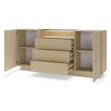 Credenza Marrone Chiaro Marrone Rovere 3 Cassetti 2 Ripiani 176x40x83h cm, Apertura Battente, Scorrevole - Haleli