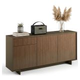 Credenza marrone e legno cannettato 170x42x78h cm 3 ante e 1 cassetto - Aronne