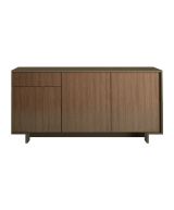 Credenza marrone e legno cannettato 170x42x78h cm 3 ante e 1 cassetto - Aronne
