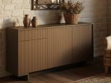 Credenza marrone e legno cannettato 170x42x78h cm 3 ante e 1 cassetto - Aronne
