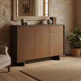 Credenza marrone e noce 134x35x87h cm 3 ante e 1 cassetto - Arius